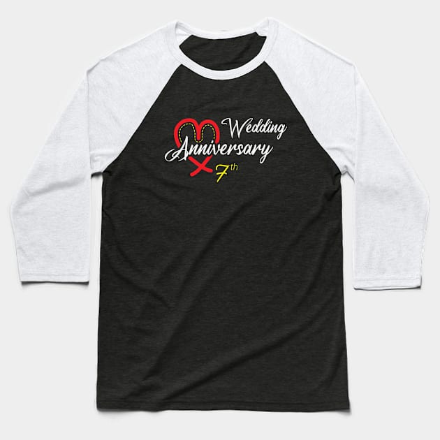 7th Wedding anniversary Baseball T-Shirt by artfarissi